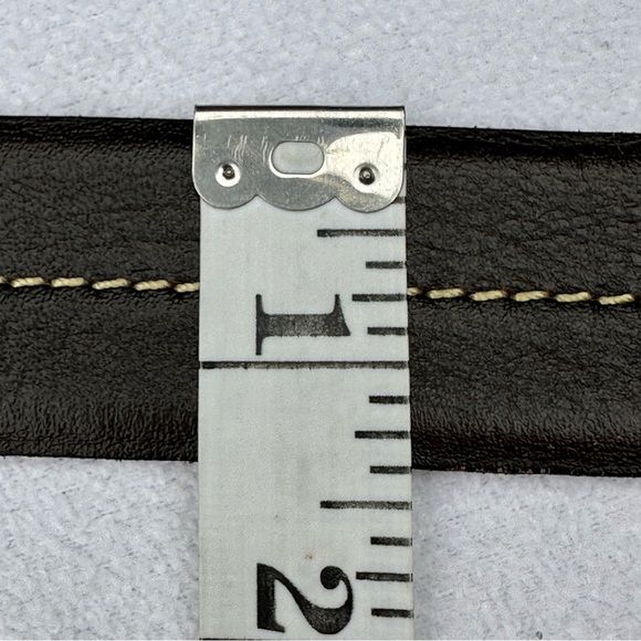 Via Veneto Belt Men’s 36 Brown‎ Genuine Leather Silver Buckle Contrast Stitching - Picture 8 of 10